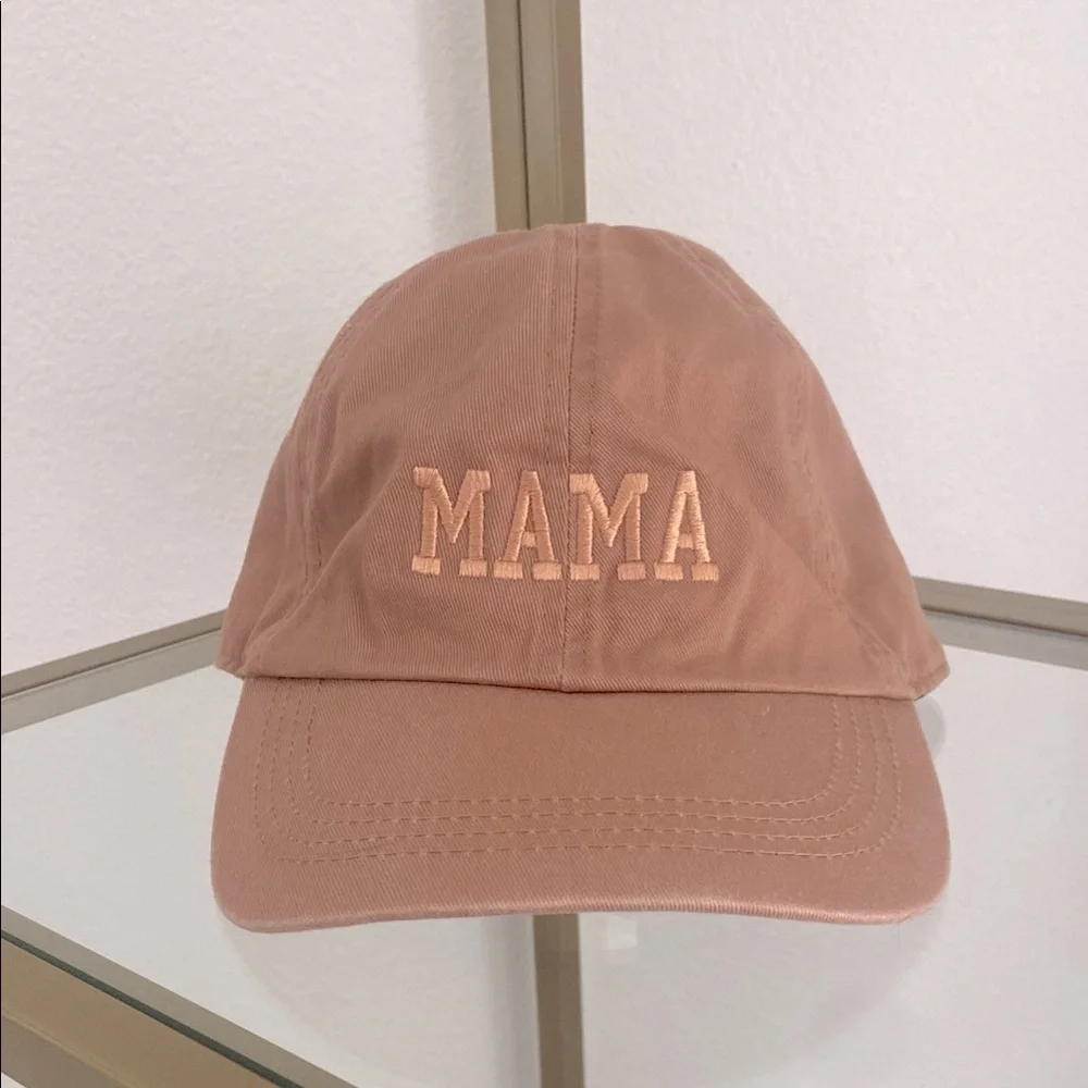 Boutique women’s MAMA embroidered baseball hat blush mauve brown dad cap OSFM